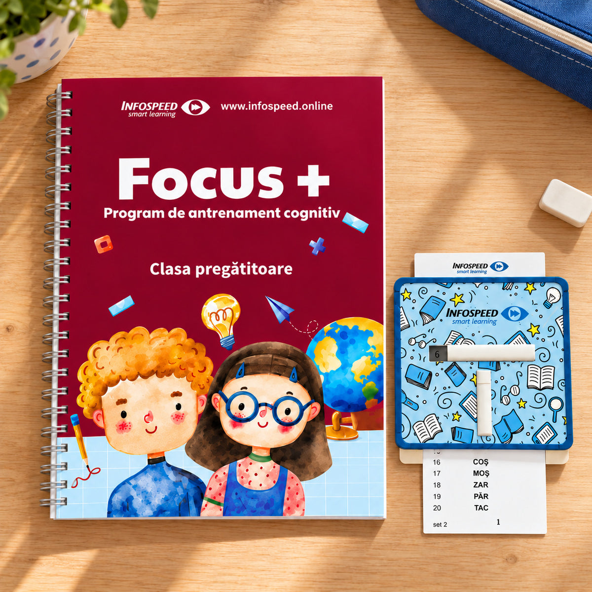 Pachetul pentru Școală: Focus Plus Clasa Pregătitoare și Focus Vizual, pe birou